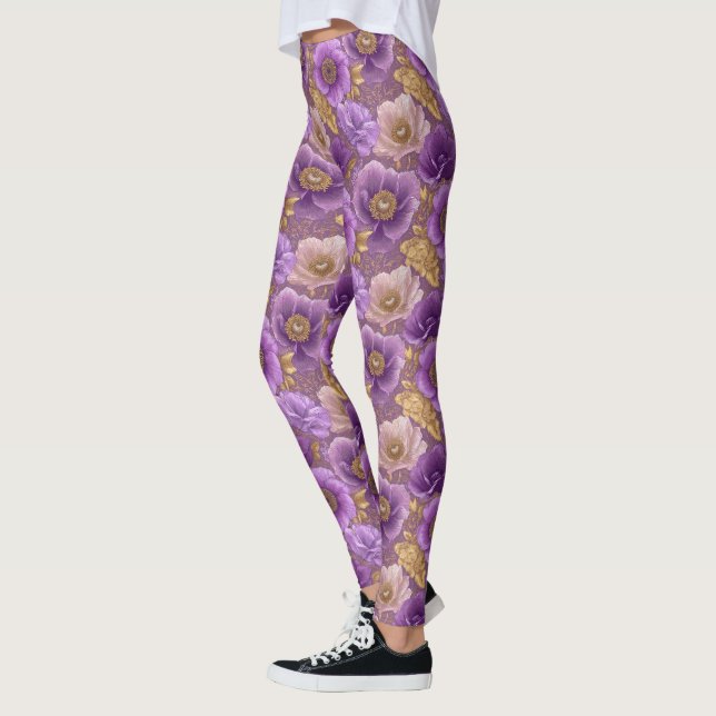 Legging Roupas Ativas com Tema de Anêmonas Presente Temáti (Esquerda)