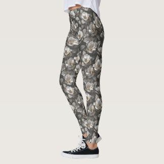 Legging Roupas Ativas Femininas Prateadas Gardenias Brilho
