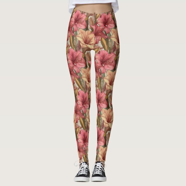 Legging Roupas de Academia Tema Amarílis para Irmã (Frente)