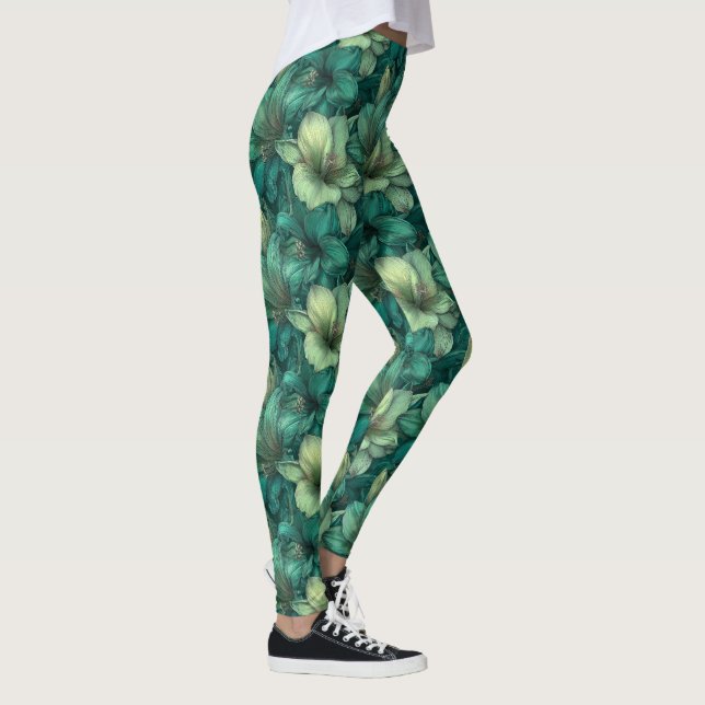 Legging Roupas de ginásio verdes com ênfase em Amarílis Pr (Direita)
