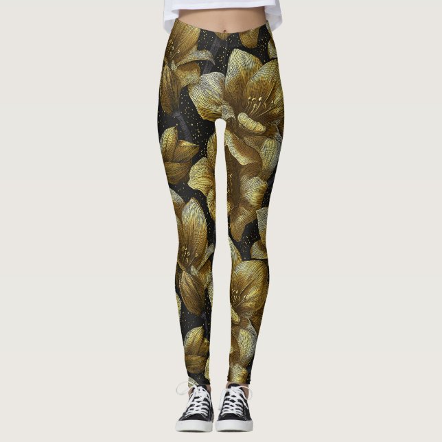 Legging Roupas de Treino com Acento de Amarílis Edgy (Frente)