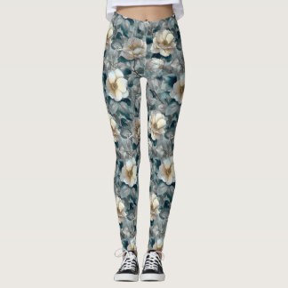 Legging Roupas de treino prateadas Gardenias Pétala Obriga