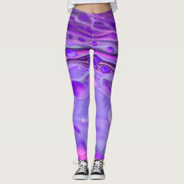 Legging Roxo Acrílico Rosa, Mármore de Pintura Fluida