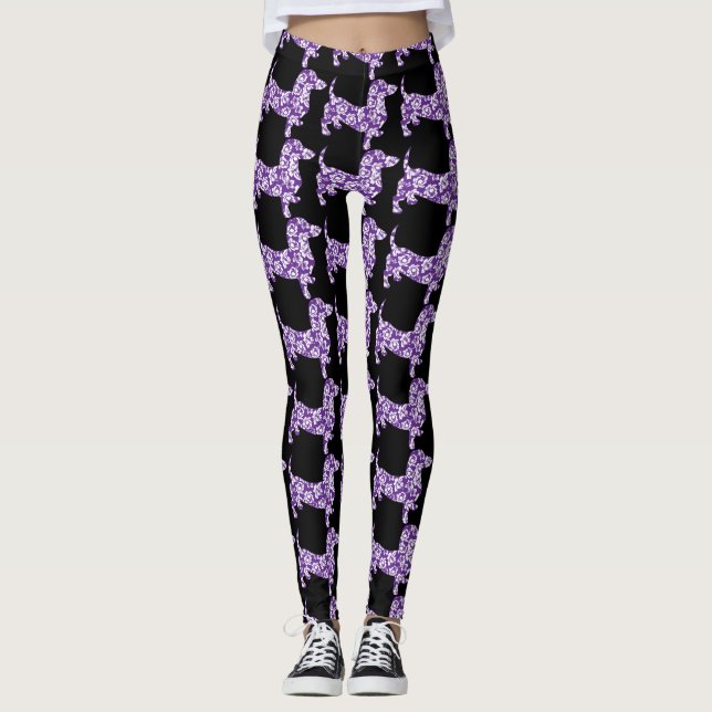 Legging Roxo Aloha Dachshund (Frente)