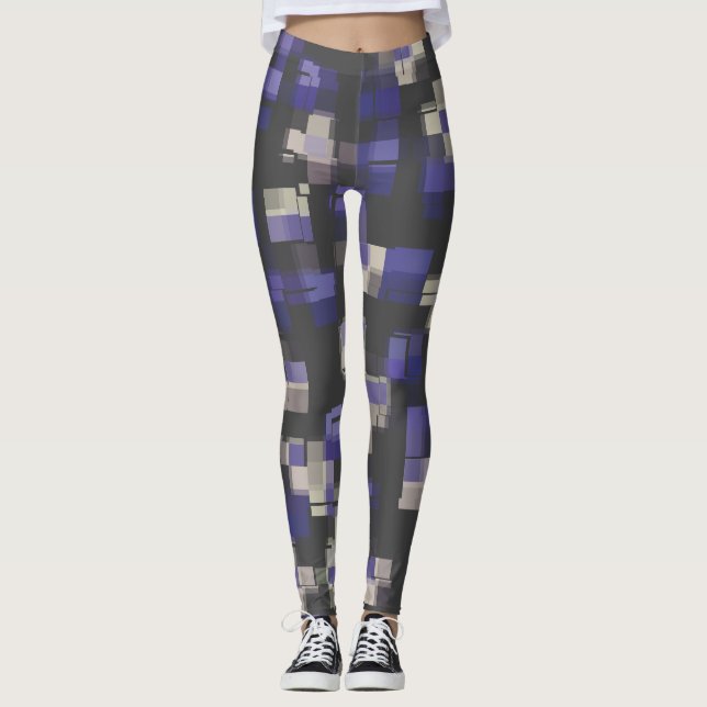 Legging Roxo Azul Preto Branco Na Moda (Frente)