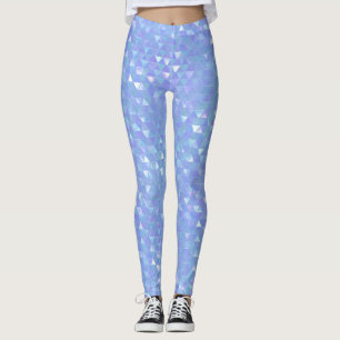 Legging Roxo Azul Triângulos Geométricos Modernos