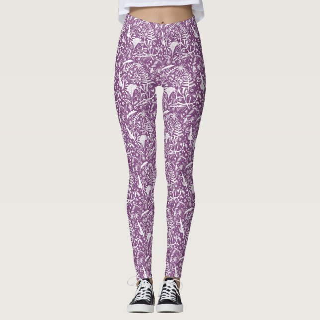 Legging Roxo Botânico Moderno (Frente)