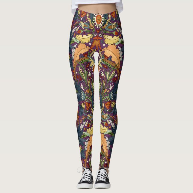 Legging Roxo-damasco vitoriano (Frente)