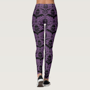 Legging Roxo do damasco do Dia das Bruxas