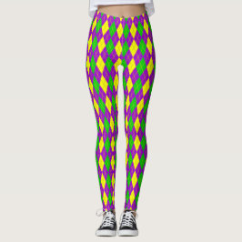 Legging Roxo do teste padrão de Argyle do carnaval, ouro,
