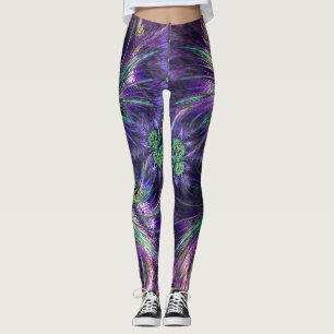 Legging Roxo e abstrato Amethyst das penas do Aqua
