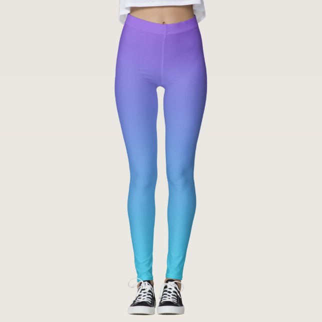 Legging Roxo e azul Ombre da cerceta (Frente)