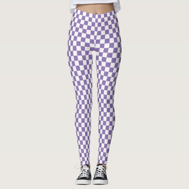 Legging Roxo e branco verificados (Frente)