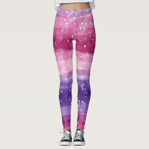 Legging Roxo e Manchado de Rosa