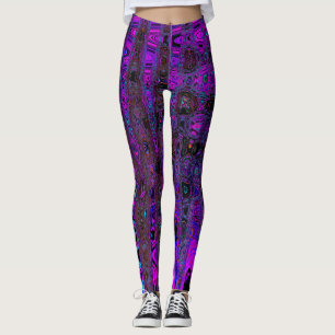 Legging Roxo e Ondas Atômicas Retro Negras