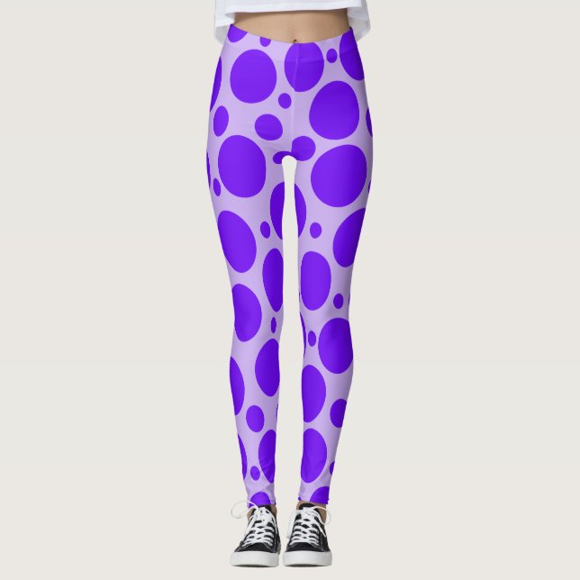 Legging Roxo em Pernas de Bolinhas Roxas (Frente)