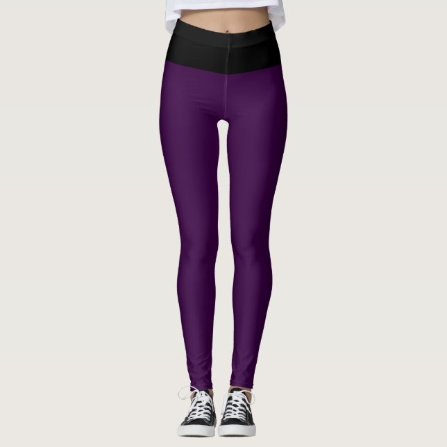 Legging Roxo Escuro e Preto (Frente)