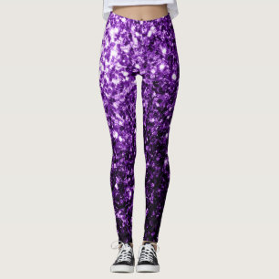 Legging Roxo escuro falso brilho glitter faíscas