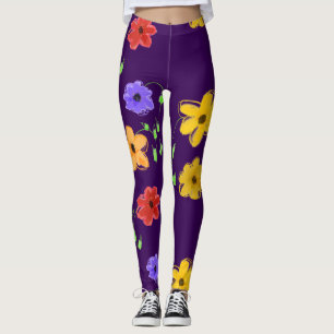 Legging Roxo Escuro Flor