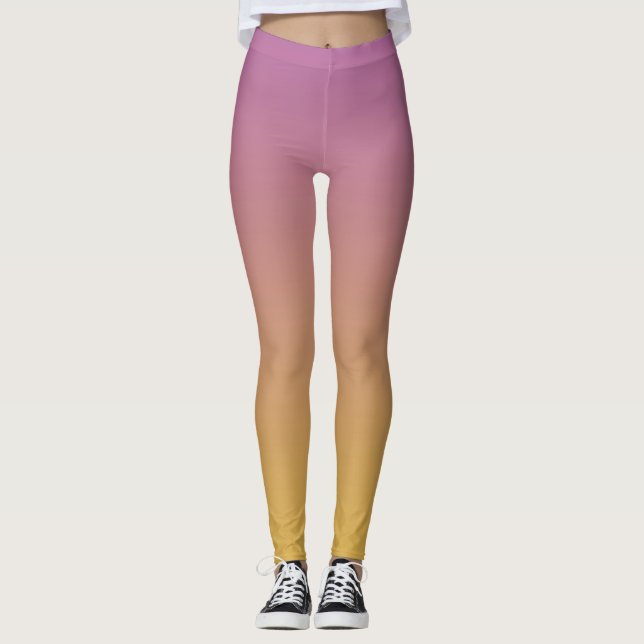 Legging Roxo Gradual e Dourado (Frente)