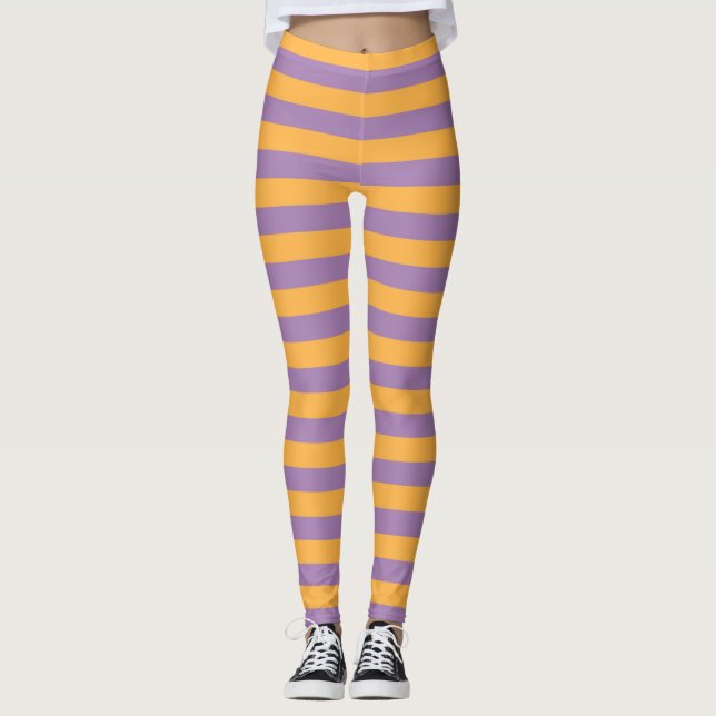 Legging Roxo Laranja Esbranquiçado De Bruxa De Halloween (Frente)