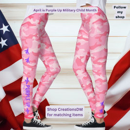 Legging Roxo para Crianças Militares Camuflagem Rosa