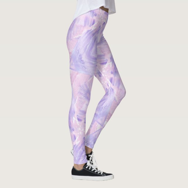 Legging Roxo Pastel e Rosa Abstrato Mármore Aquarela (Direita)