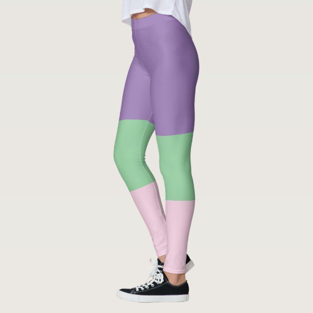 Legging Roxo Pastel Verde Pastel e Rosa Pastel (Esquerda)