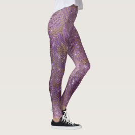 Legging Roxo Plum Dourado Diamante Metálico Esparcial