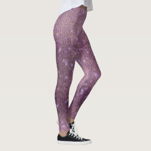 Legging Roxo Plum Dourado Diamante Metálico Esparcial