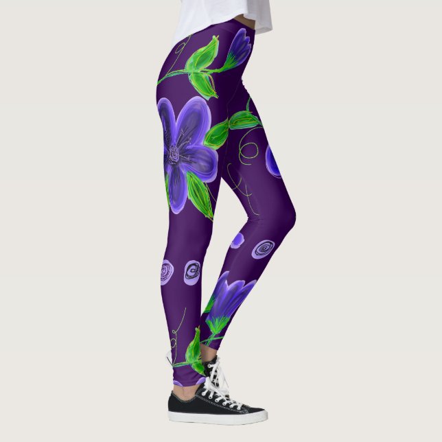 Legging Roxo Profundo Flor (Direita)
