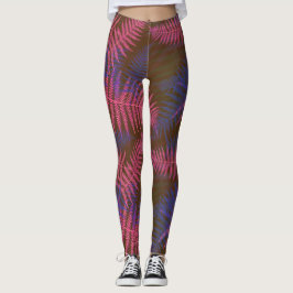 Legging Roxo Tropical e Folhas Azuis