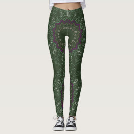 Legging Roxo Verde Caleidoscópio Ovais e Estrelas