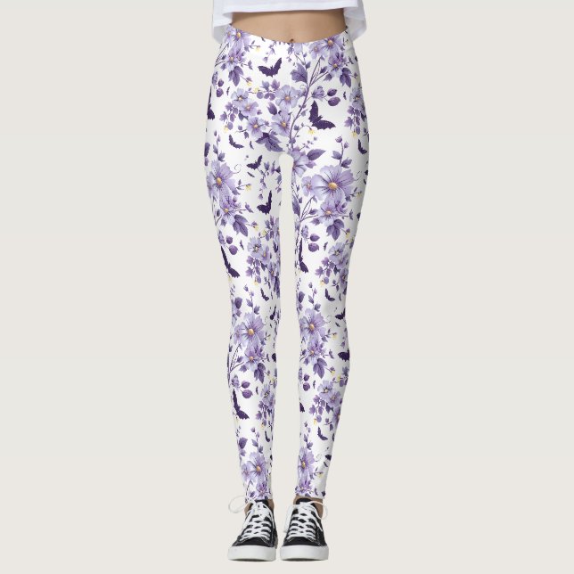 Legging Roxos e Flores no Dia das Bruxas (Frente)