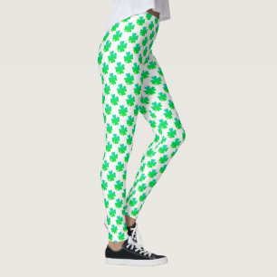 Legging Rua de padrão Shamrock Patrick Day Green White Per