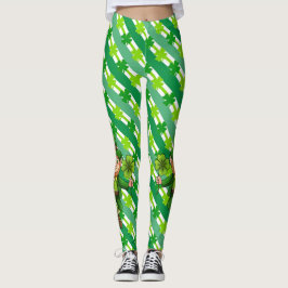 Legging Rua do dia de Patrick Leprechaun Shamrock Green Wh
