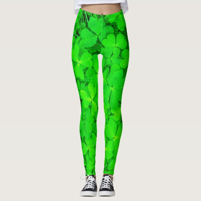 Legging Rua: Patrick Day Irish Shamrock fecha verde (Frente)