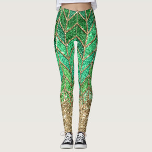 Legging Rua Patrick Green Gradient Sparkle Glitter Dourado