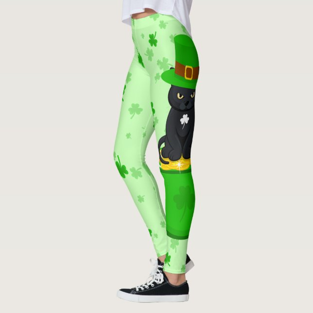 Legging Rua, Pote de Shamrock do Dia de Patrick de Gato Ne (Esquerda)