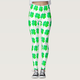Legging Ruas de Shamrocks Verdes. Pernas Irlandesas do Dia