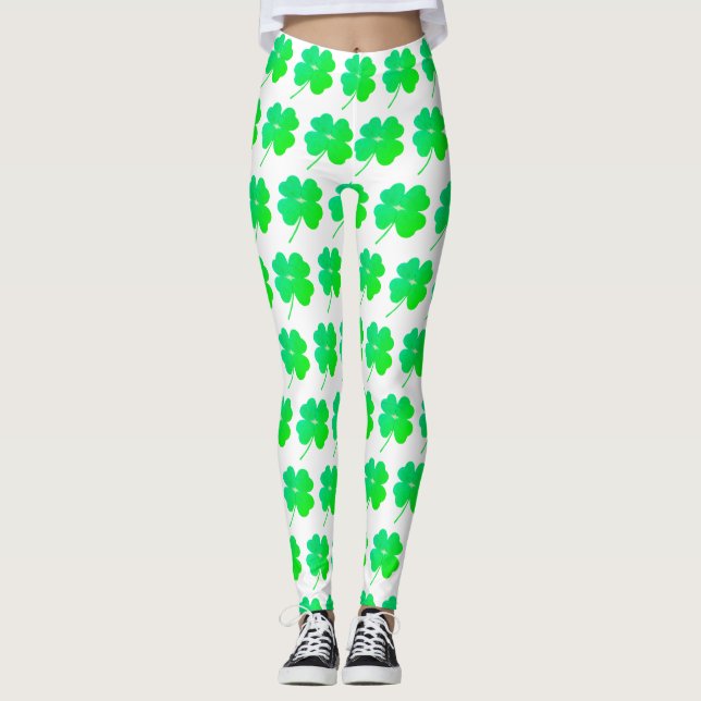 Legging Ruas de Shamrocks Verdes. Pernas Irlandesas do Dia (Frente)