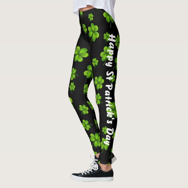 Legging Ruas personalizáveis, Shamrock do Dia de Patrick (Esquerda)