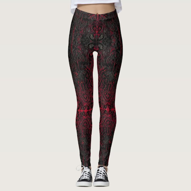 Legging Ruby Red Romântico Meteorológico Gótico Padrão (Frente)