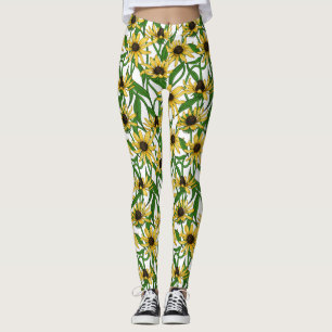 Legging Rudbekia amarela em branco