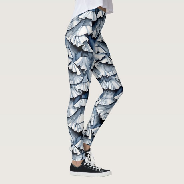 Legging Rufos de Aquarela Azul Jeans Suave (Direita)