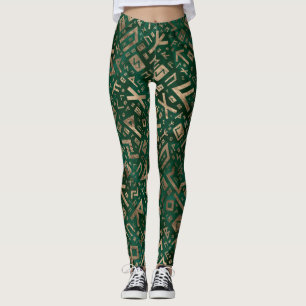 Legging Runes mais velhos - ouro do teste padrão de