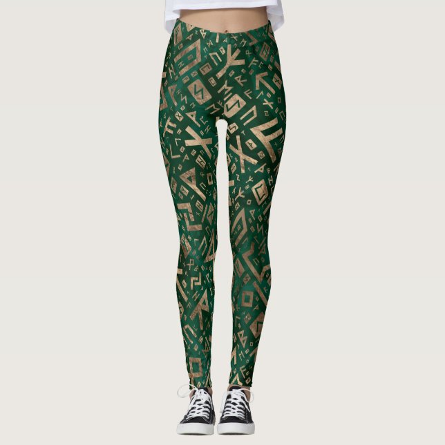 Legging Runes mais velhos - ouro do teste padrão de (Frente)