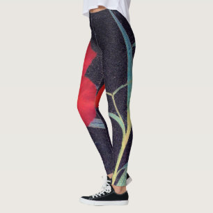 Legging Ruptura de Flor Vermelho Russo