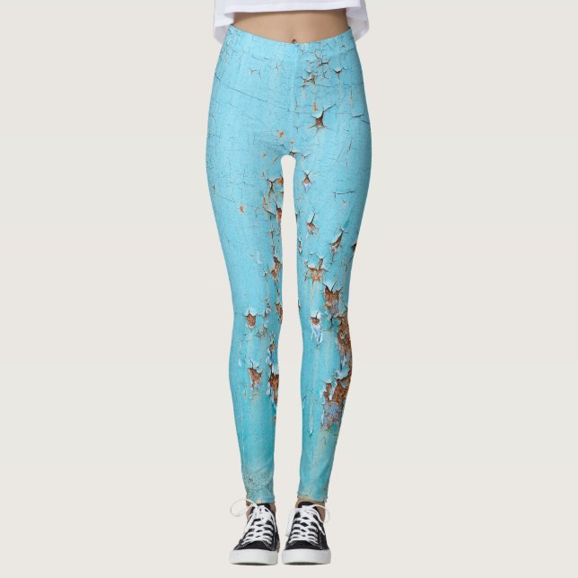 Legging Rusted Blue Metal: Muro Texturizado. (Frente)