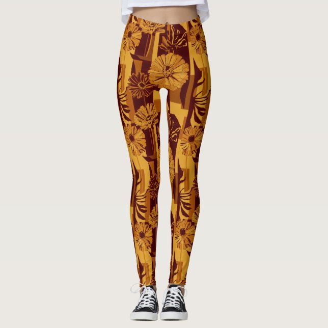 Legging Rustic Autumn Floral Geometric Pattern (10) (Frente)